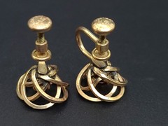 Vintage 12k Gold Filled H.G. Pink Rhinestone Screw Back Earrings Mid Century