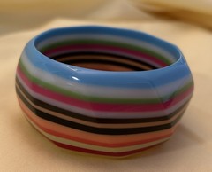 Vintage 1990s Layered Striped Colorful Designer Bangle Bracelet