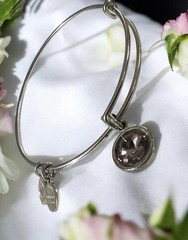 Alex and ANI October Rose Crystal Birthstone Silver Tone ADJ Bangle 7” Bracelet