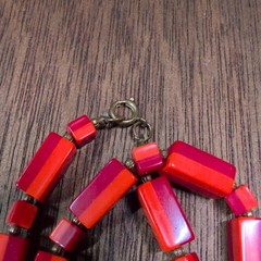 Vintage Red/Orange Necklace 56″in Long.