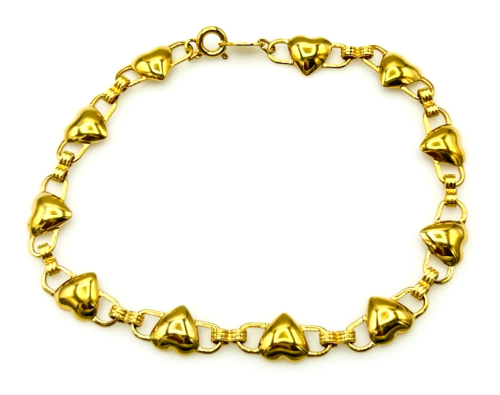 Avon Gold Tone Heart Link Bracelet 8.5 in