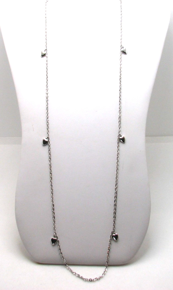 Vintage Sarah Coventry Silver Tone Party Hearts Necklace 1977 33″ Long