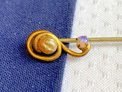 Vtg – Antique Stick Pin Lot Enamel Rhinestone Cloisonne Locket Costume Jewelry