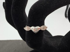 1.42g Vintage Sterling Silver 925 Winged Heart Ring Dainty Stackable Size 7 M
