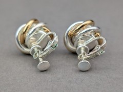Vintage Napier Mixed Metal Earrings Clips Twist Knot Two Tone Gold Silver Signed