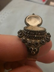 Vintage Taxco Mexico 925 Sterling Silver Turquoise Poison Locket Ring TS-15
