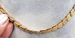 Antique 12k Yellow Gold Silver Book Sandwich Reversible Chain 18″ Necklace #110