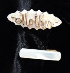 Vintage Mother Of Pearl Pin Brooch and Bar/Barrette