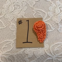 sold Individually – Vintage ornate scarf clips Celluloid metal – Details Below!
