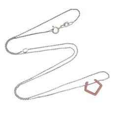 Vintage Sterling Silver 925 Rose Gold Geometric Pendant Necklace Size 16″-18″
