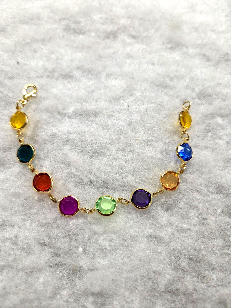 Vtg gold tone mix color Bezel Bracelet