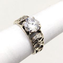 Vintage Elegant RING Silver 925 with Bright Stone -size: 8.75US (18.5mm)| UA #56