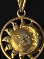 Vintage Light Weight 14kt Yellow Gold Celestial Duo Pendant