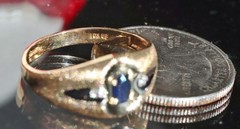 10k yellow gold 0.30ctw natural diamond ring sapphire sz 10 heated 2.63g Romance