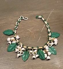 Antique VTG 1930s ART DECO Celluloid FLORAL LEAF MOTIF Necklace