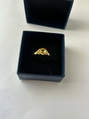 Vintage Yellow Cubic Zirconia Ring Gold Plated Womens Size 8.5
