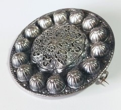 Vtg (Antique?) Norwegian Pewter FINN? Nordic Viking Shield Brooch Pendant