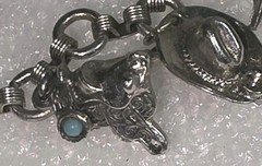 Vintage Brown Enamel Prancing HORSE 1″ Pin Brooch & Western Theme Charm Bracelet