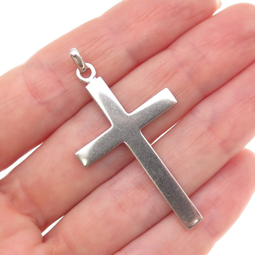 Marathon 925 Sterling Silver Vintage Prayer Cross Oxidized Charm Pendant