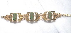 SALE!!! VINTAGE EGYPTIAN REVIVAL PHARAOH GLASS CABACHON SOLID BRASS BRACELET OLD