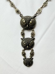 Beautiful Antiqued Bronze Colored Three Owls OWL Pendant 16-18″ Necklace
