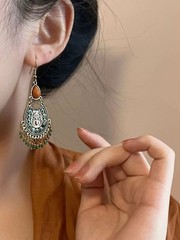 Vintage Chinese Ethnic Tassel Earrings Bohemian Dangle Jewelry Pair