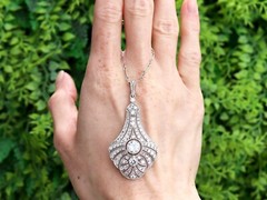 Antique Art Deco 3.51Ct Diamond and 18k White Gold Pendant Circa 1925