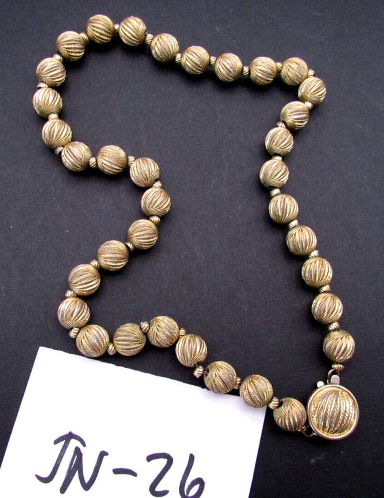 Vintage Francois 16″ Ball Beaded Light Gold Tone Choker Necklace (JN-26)