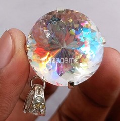 Pretty Round Cut 87 Ct Mystic Topaz 925 Sterling Silver Gemstone Pendant 4OUW