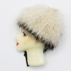 Art Deco Woman with Fancy Hat Resin Lady Face Hand Painted Vintage Brooch Pin
