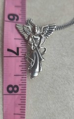 VINTAGE 925 STERLING SILV ANGEL(Gabriel) Pin/Brooch/Pendant, & Chain (NECKLACE)