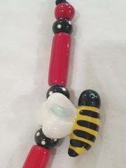 Flying Colors Lady Bug/bee Ceramic Necklace/Brooch/Earrings Bee/ladyBug Colorful