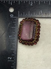 Vintage Rhinestone Brooch Gold Tone Purple READ