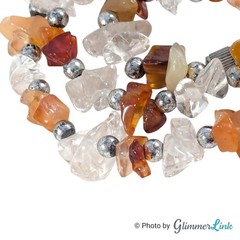 Vintage Earthy Semi Precious Stone Chip Necklace with Gemstone Pendant