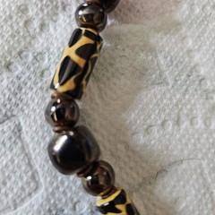 Black Yellow Safari Pattern Bead Necklace Tribal Style Mixed Beads