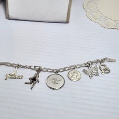 Vintage 925 Sterling Silver Grandma Charm Bracelet Italy 6 Charms 20 Grams