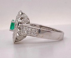 Art Deco Style 2.85Ct Lab Created Diamond Engagement 14K White Gold Finish Ring