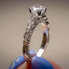 1.35 Ct White Round Cut Simulated Diamond Art Deco Antique Sterling Silver Ring