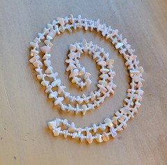 Rare 56in Pink Mother Of Pearl Polished Shell Single Strand Beaded Necklace