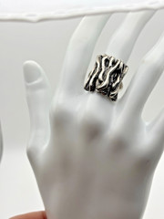 Vintage Sterling 925 BRUTALIST FREE-FORM UNIQUE RING Size 7.5 10.77grams