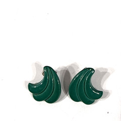 Vintage 80’s 1980’s Aqua Green Resin Sea Wave Stud Colorful Retro Earrings