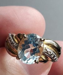 Ross Simons 925 Sterling Silver Gold Vermeil Turquoise CZ Ring Size 7 Estate