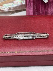 Art Deco Bar Pin Silvertone Openwork Rhinestone 2.25in Vintage