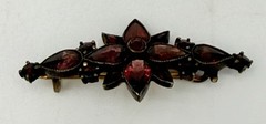 Antique Bohemian Garnet Flower Pin Brooch Victorian Rose Cut