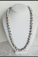 Vtg Cloisonne enamel Knotted butterfly design Gold Beads Wedding Necklace 24 in