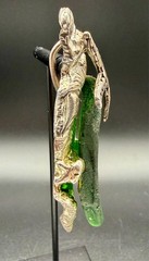 Vintage Studio Sterling Silver Green Sea Glass Starfish Pendant Necklace 58 gm