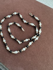 Vintage Genuine Pearl & 14K Yellow Gold Beaded 15.5in/ 4mm