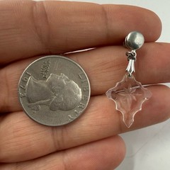 Vintage Cut Crystal Clear Glass Etched Starburst Dainty Dangle Earrings