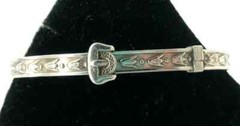 H.S.Ltd Tulip Repousse Sterling Silver Child Expandable Bangle Bracelet Vintage