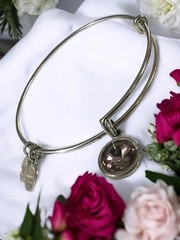 Alex and ANI October Rose Crystal Birthstone Silver Tone ADJ Bangle 7” Bracelet